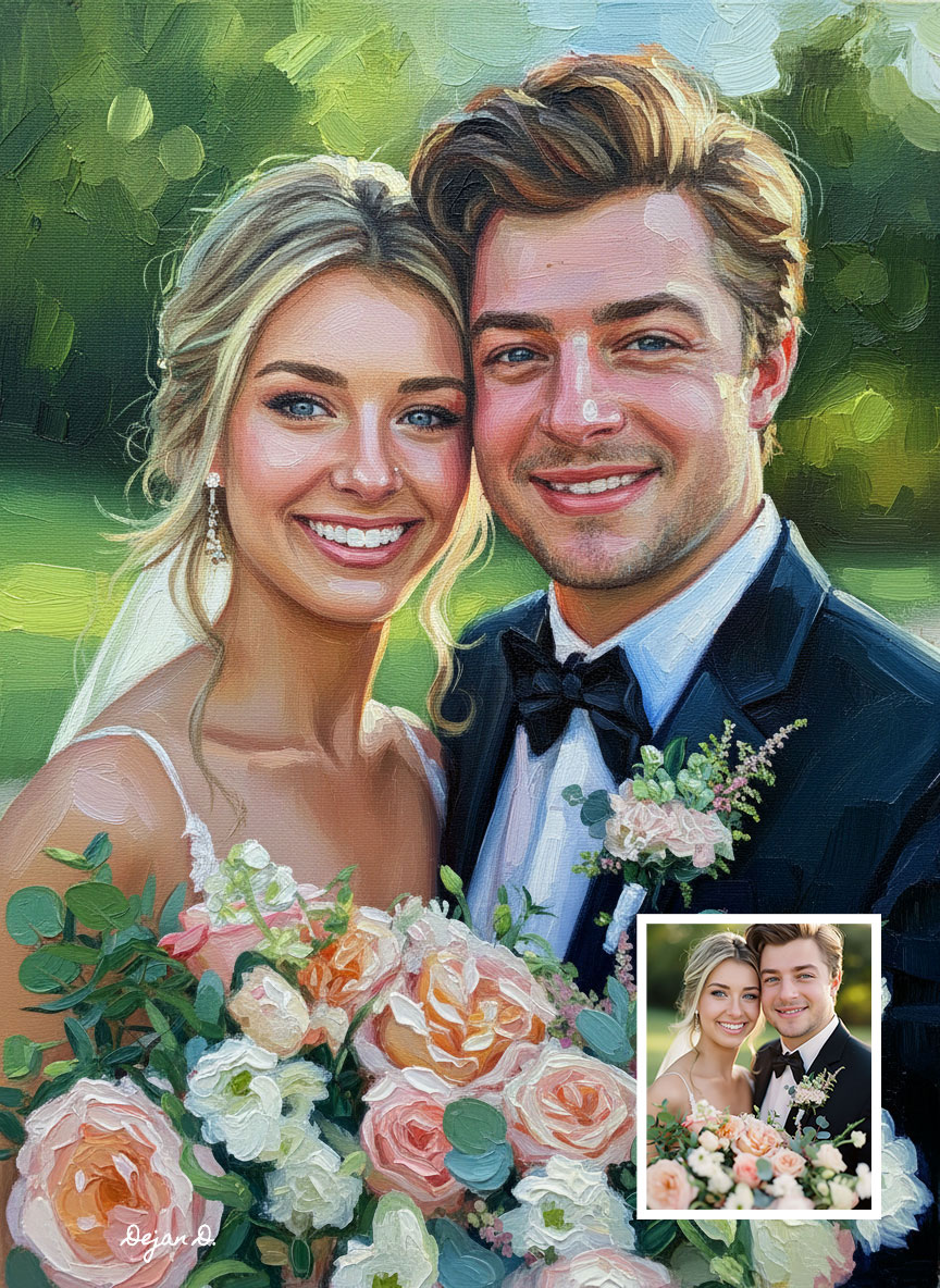 Custom wedding digital portrait from photo